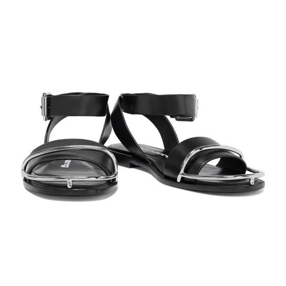 ALEXANDER WANG Sora Halo Flat Leather Sandals in Black - Picture 2 of 9